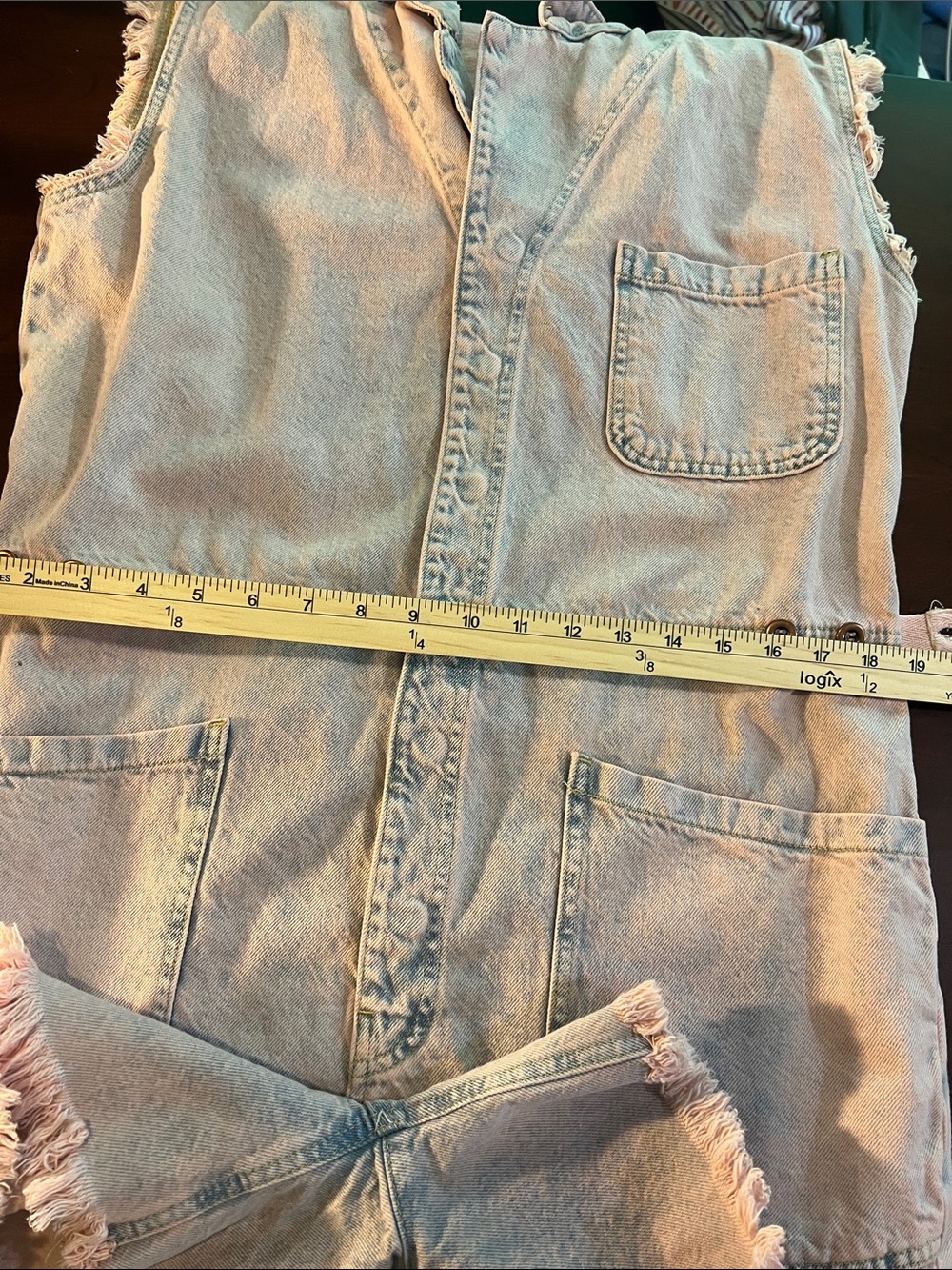 One Teaspoon Light Pink Distressed Denim Romper - Picture 6 of 8